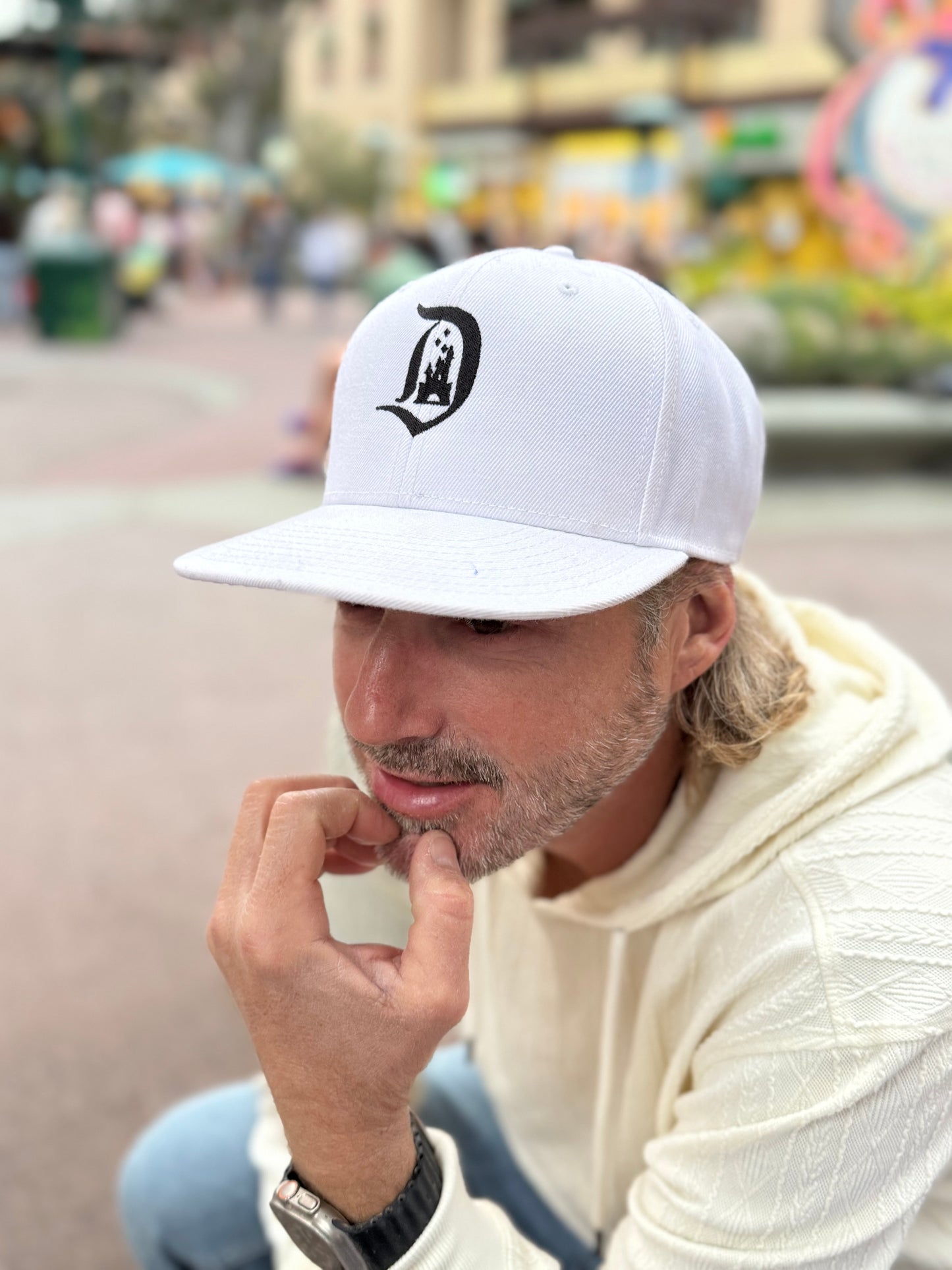 "D" Embroidered Snapback Hat | Unisex Flat Bill Cap
