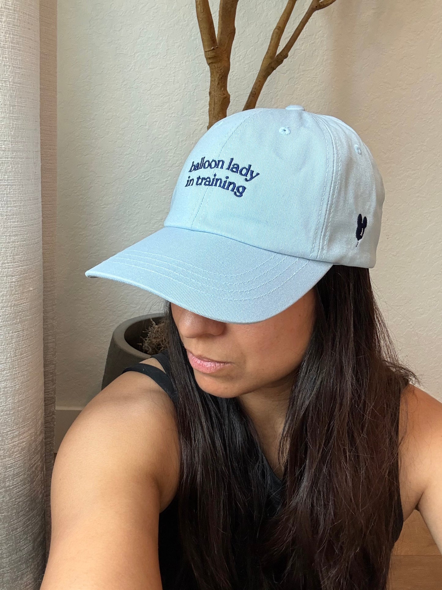Balloon Lady in Training Embroidered Cap | Side Detail | Marathon Runner Accessory
