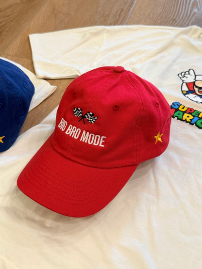 Big Bro Mode Kids Hat – Racing Flag Snapback Cap, Big Brother Gift, Family Vacation Outfit, Youth Streetwear