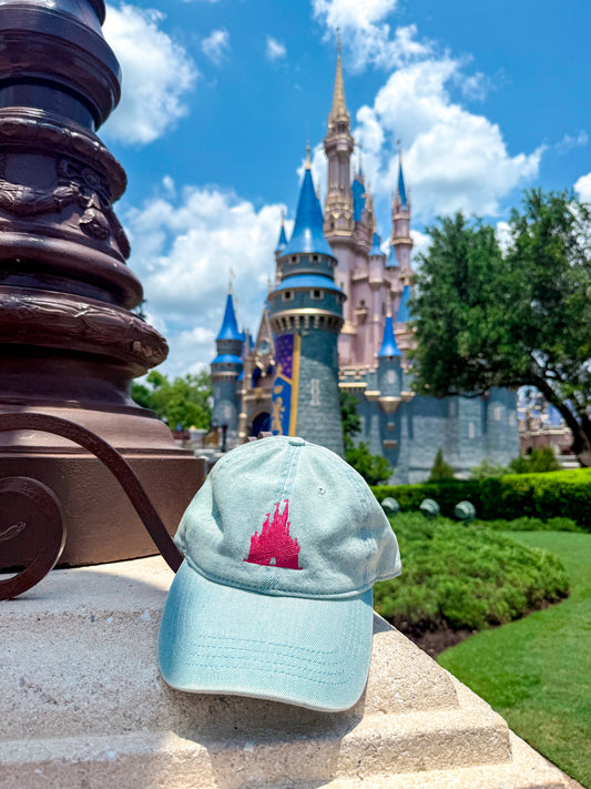 Magic, Fun, & Summer Fun! Pink Embroidered Castle Denim Hat