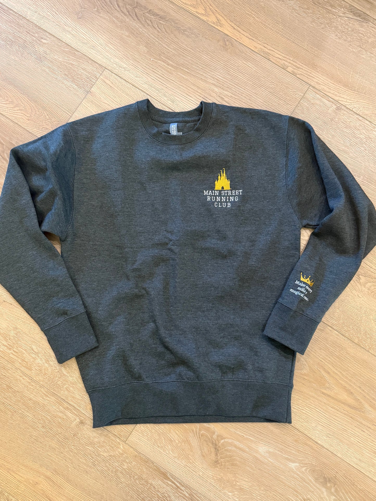 Main Street Running Club Castle Embroidery | Unisex Premium Sweatshirt | Marathon 5k Pullover