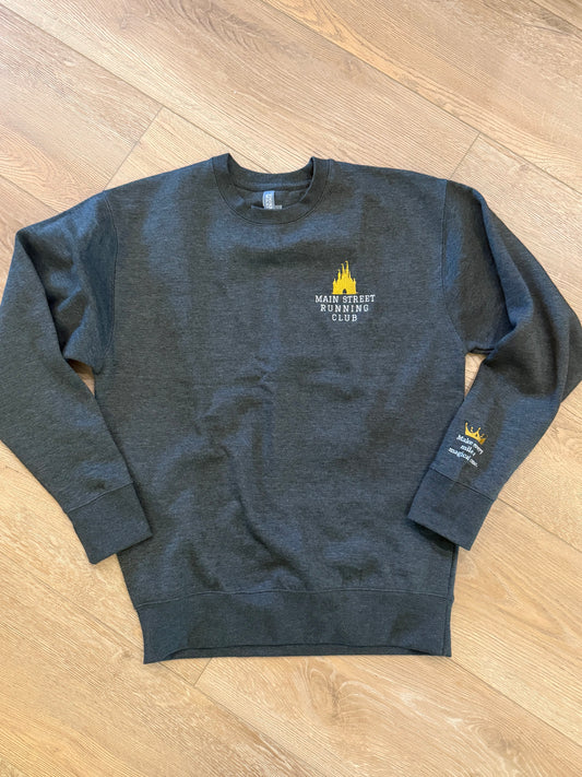 Main Street Running Club Castle Embroidery | Unisex Premium Sweatshirt | Marathon 5k Pullover