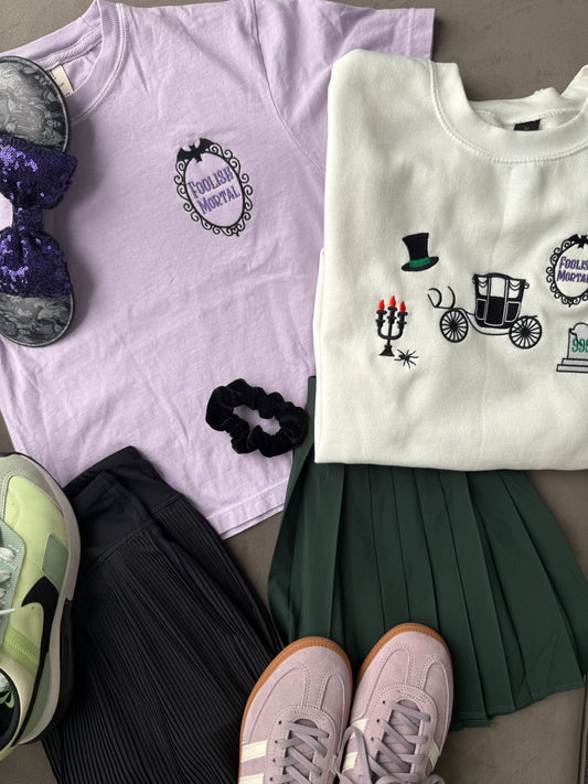 "Foolish Mortal" Embroidered Gothic Crop Top – Spooky Cute Aesthetic