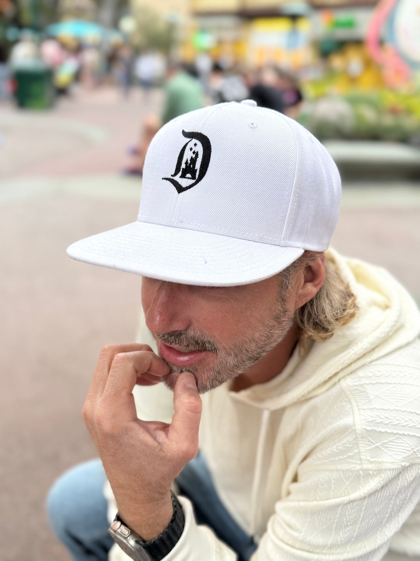 "D" Embroidered Snapback Hat | Unisex Flat Bill Cap