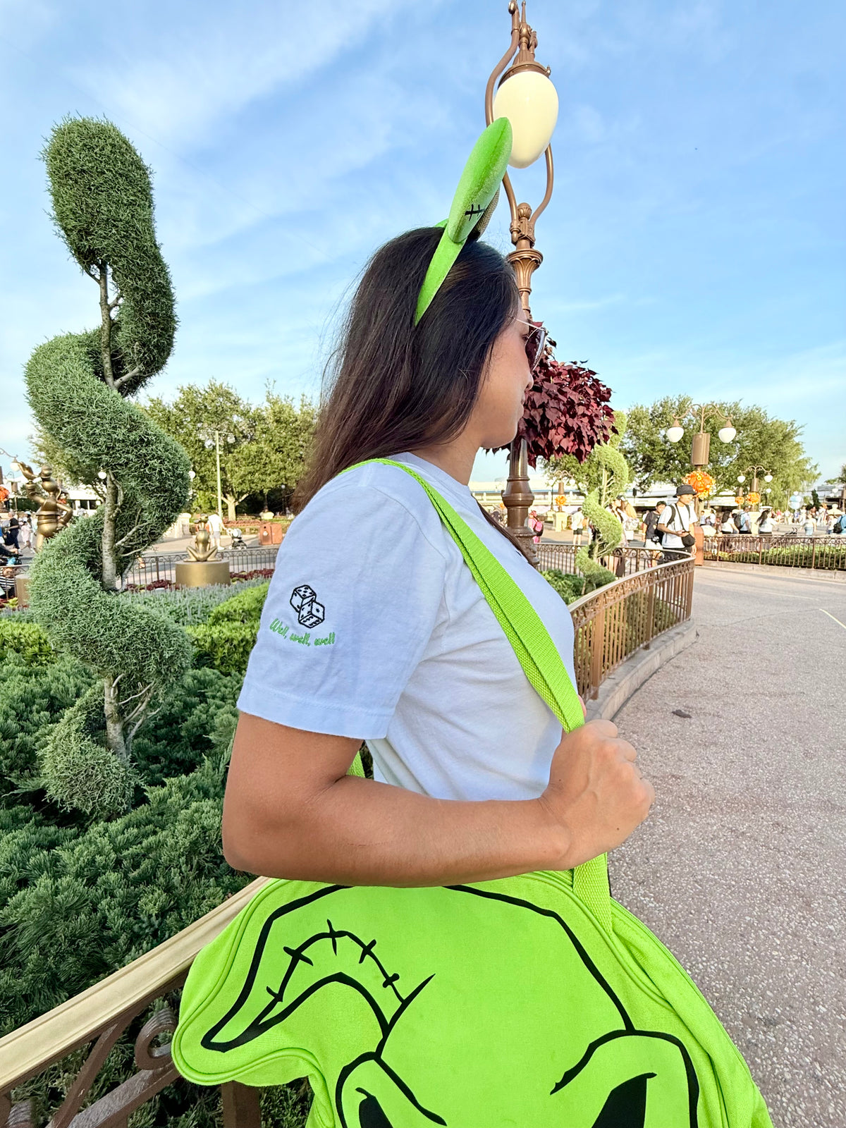 Mischief Grin Embroidered Boxy Tee | Dice Sleeve Edition | Well, well, well Villain Fan Favorite | Halloween Park Outfit