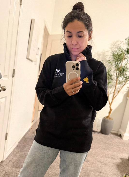 Main Street Running Club Embroidered Quarter Zip Unisex Fleece Pullover