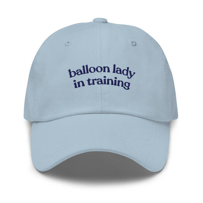 Balloon Lady in Training Embroidered Cap | Side Detail | Marathon Runner Accessory