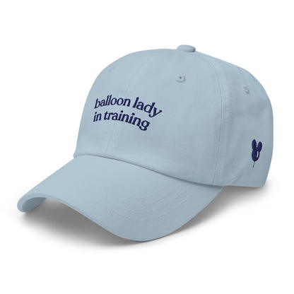 Balloon Lady in Training Embroidered Cap | Side Detail | Marathon Runner Accessory