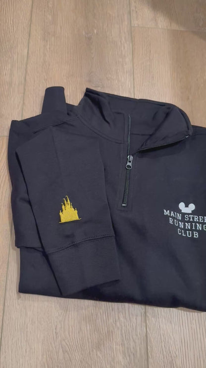 Main Street Running Club™ 
Embroidered Quarter Zip Unisex Fleece Pullover