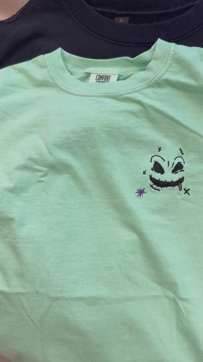 Youth Mischief Grin Embroidered Tee | Villain Fan Favorite | Halloween Park Outfit