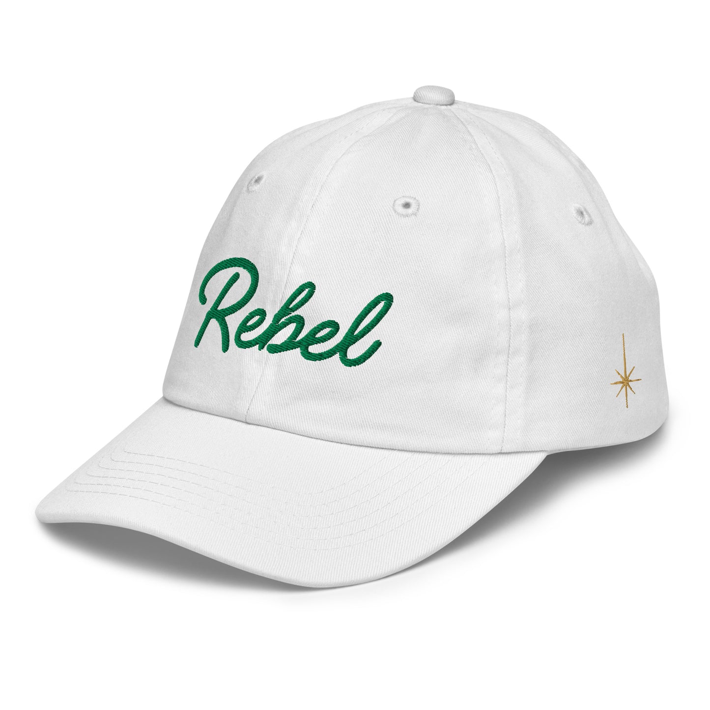 Youth “REBEL” Embroidered Cap – Minimalist Space-Inspired Hat for Kids | Family Matching Theme Park Outfit | Adjustable Cotton Dad Cap